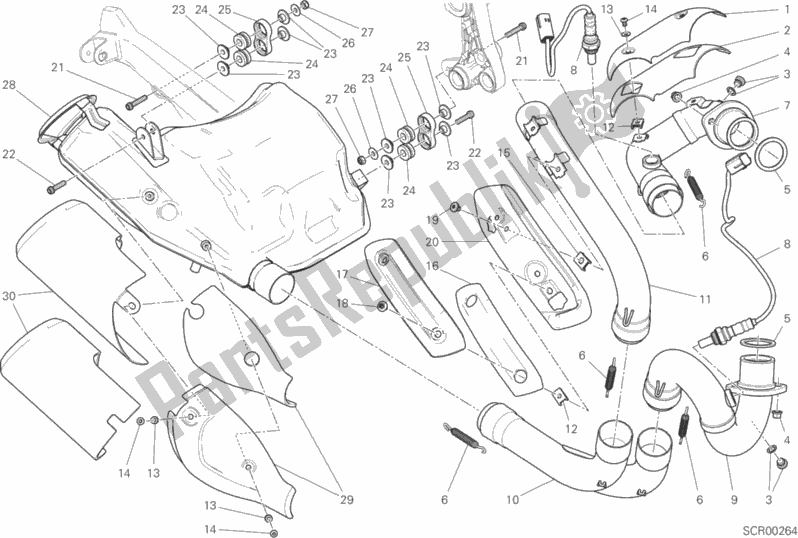 Todas as partes de Sistema De Exaustão do Ducati Monster 797 Plus 2019